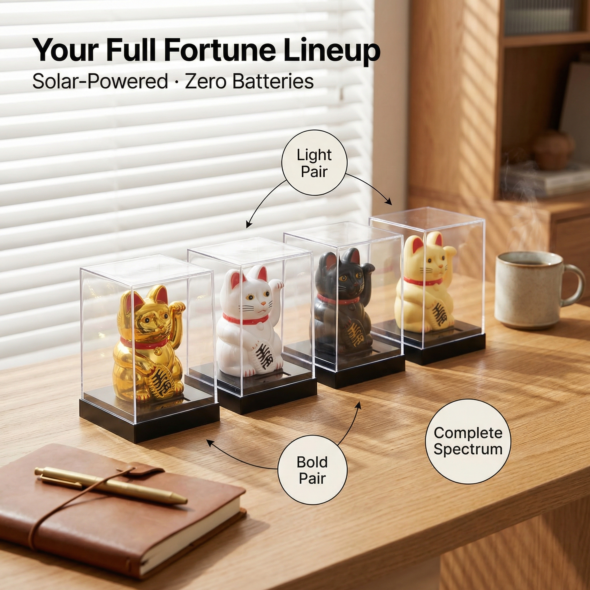 QUAD-SPECTRUM solar lucky cat bundle - image 2 - LIEE FLAT CAT