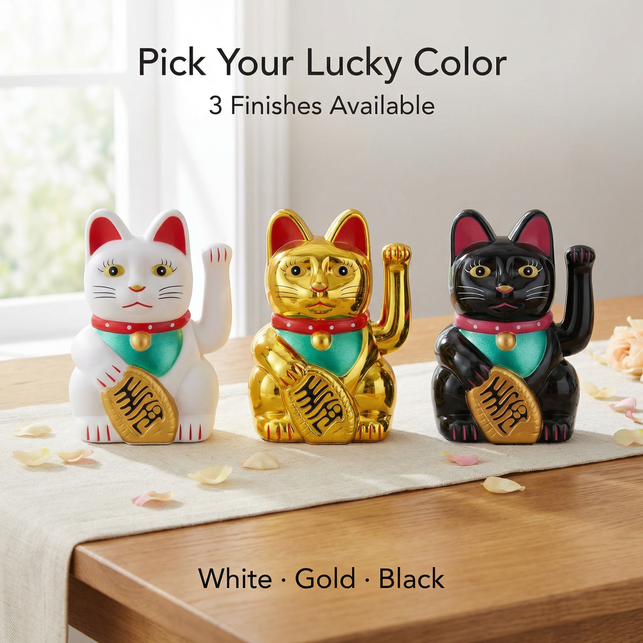 Solar Lucky Cat 3-Inch Classic — White, Gold, or Black - image 6 - LIEE FLAT CAT