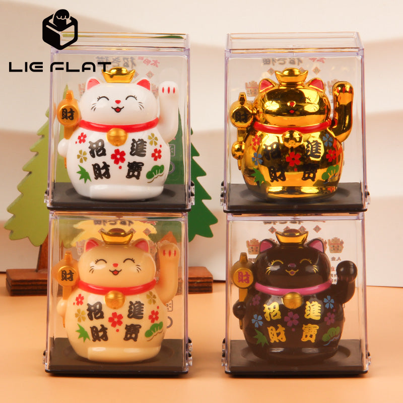 LIEE FLAT Solar Energy Feng Shui Decoration Japanese style lucky cat Maneki neko with Shaking Hand