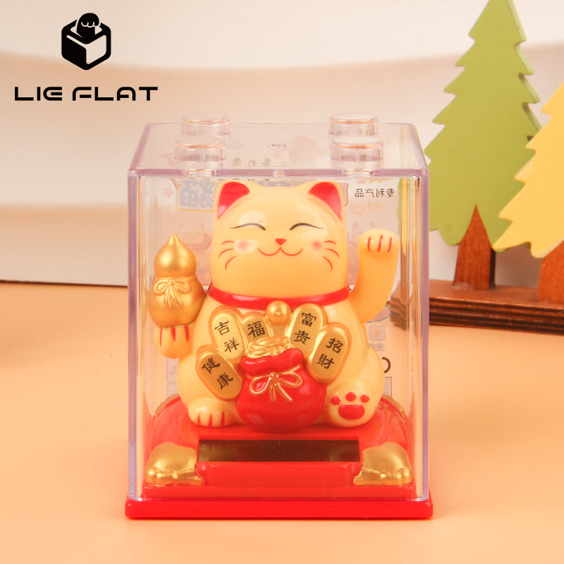 LIEE FLAT Solar Model Store Car Accessories Interior Decoration Maneki neko 2 inch Small Cat Ornament Waving Japanese Fortune Lucky Cat