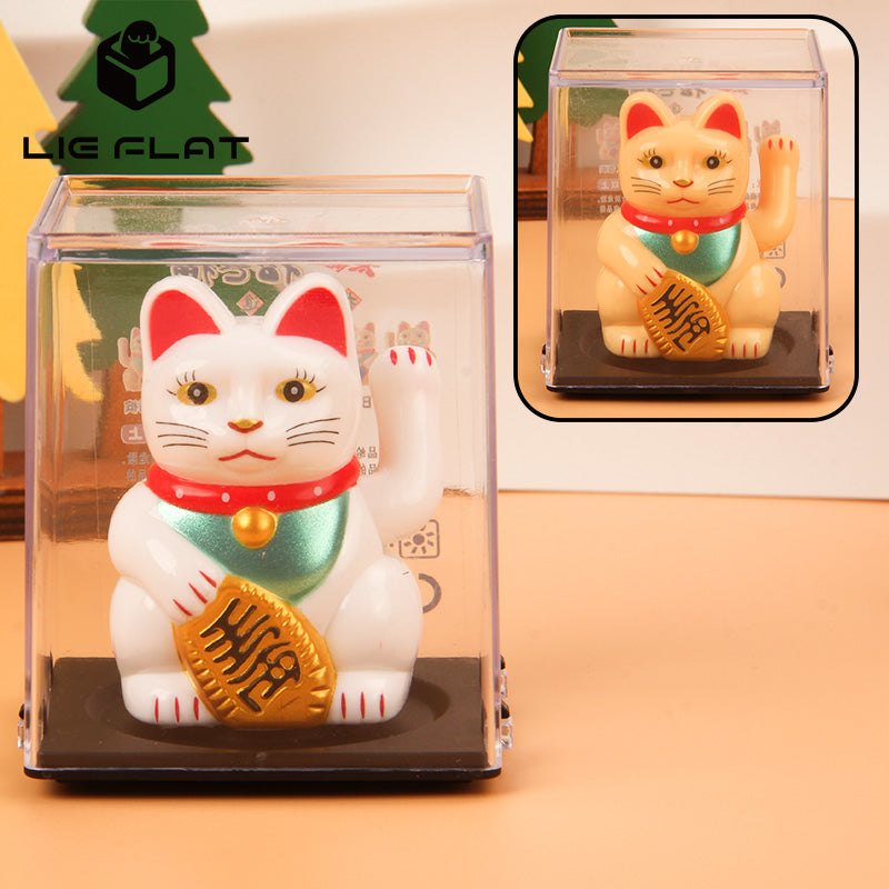 LIEE FLAT Solar Energy Wealth Cat Japanese style lucky cat Maneki neko with Shaking Hand