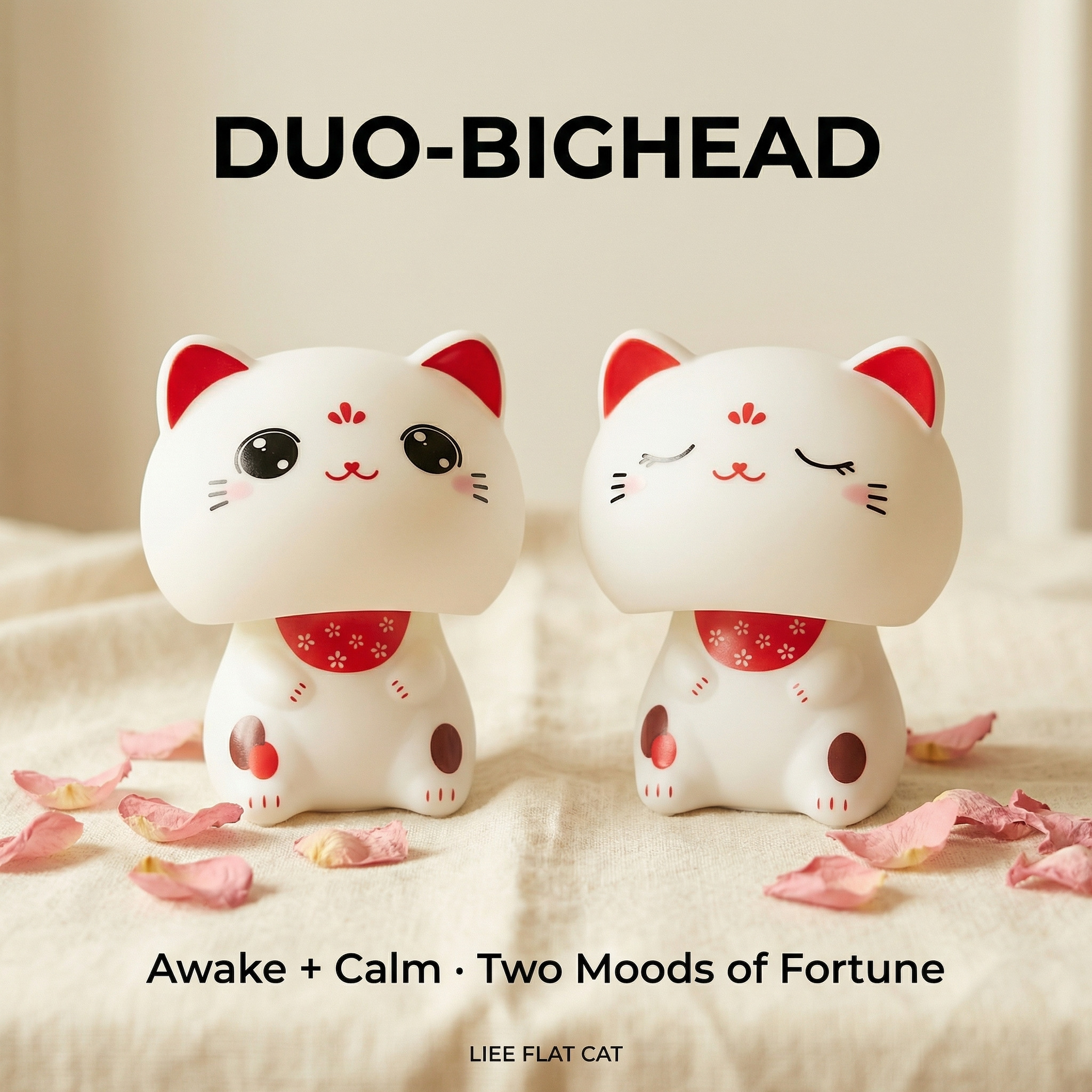 DUO-BIGHEAD solar lucky cat bundle - image 1 - LIEE FLAT CAT