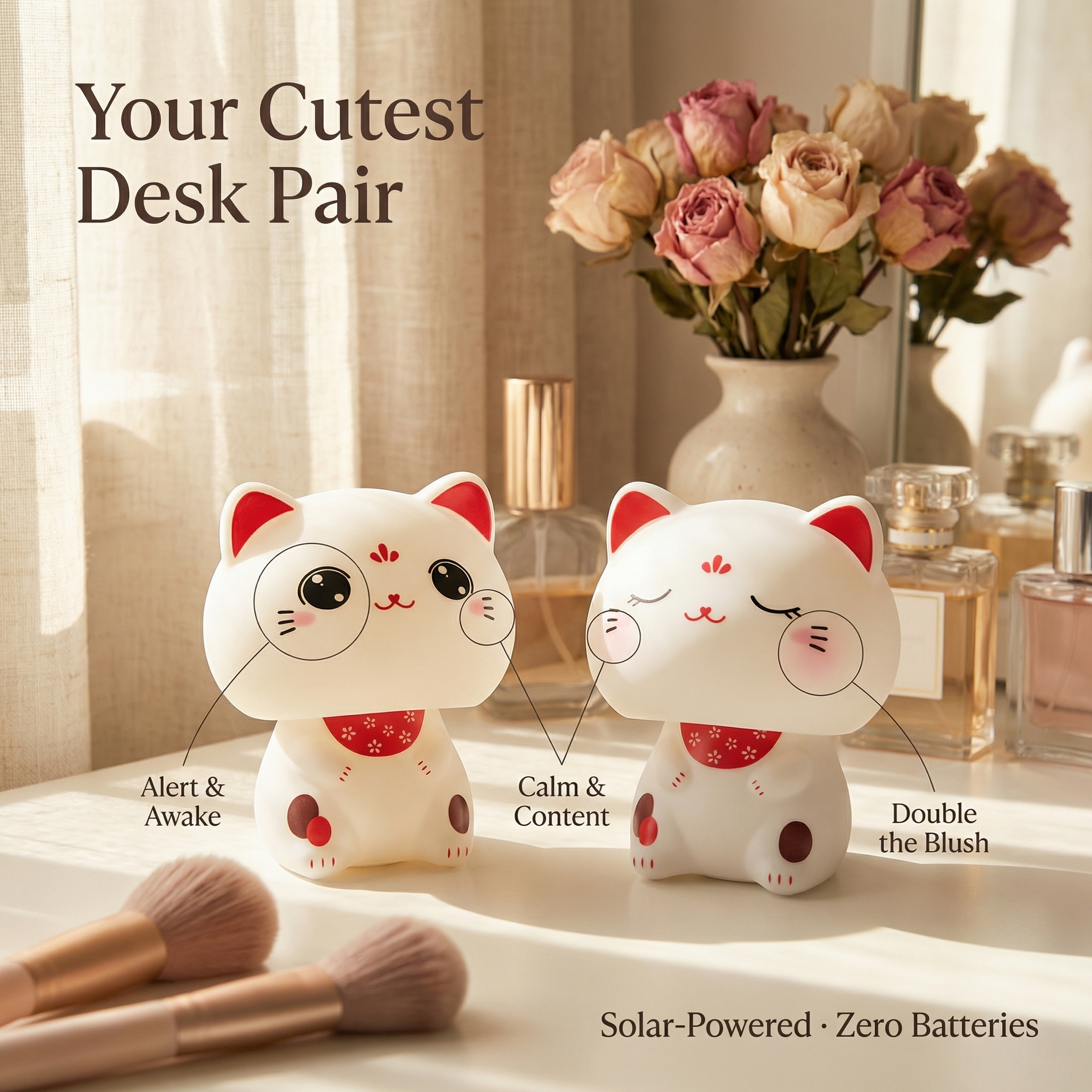 DUO-BIGHEAD solar lucky cat bundle - image 2 - LIEE FLAT CAT