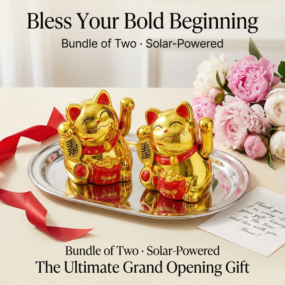 Golden Duo solar lucky cat bundle - image 5 - LIEE FLAT CAT