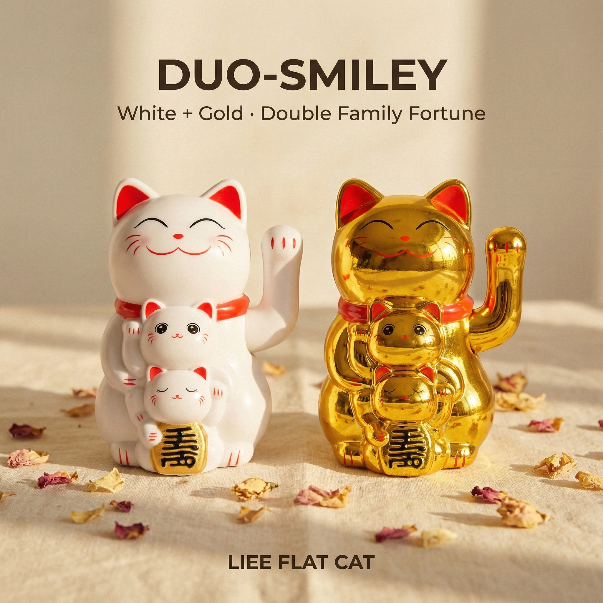 DUO-SMILEY solar lucky cat bundle - image 1 - LIEE FLAT CAT