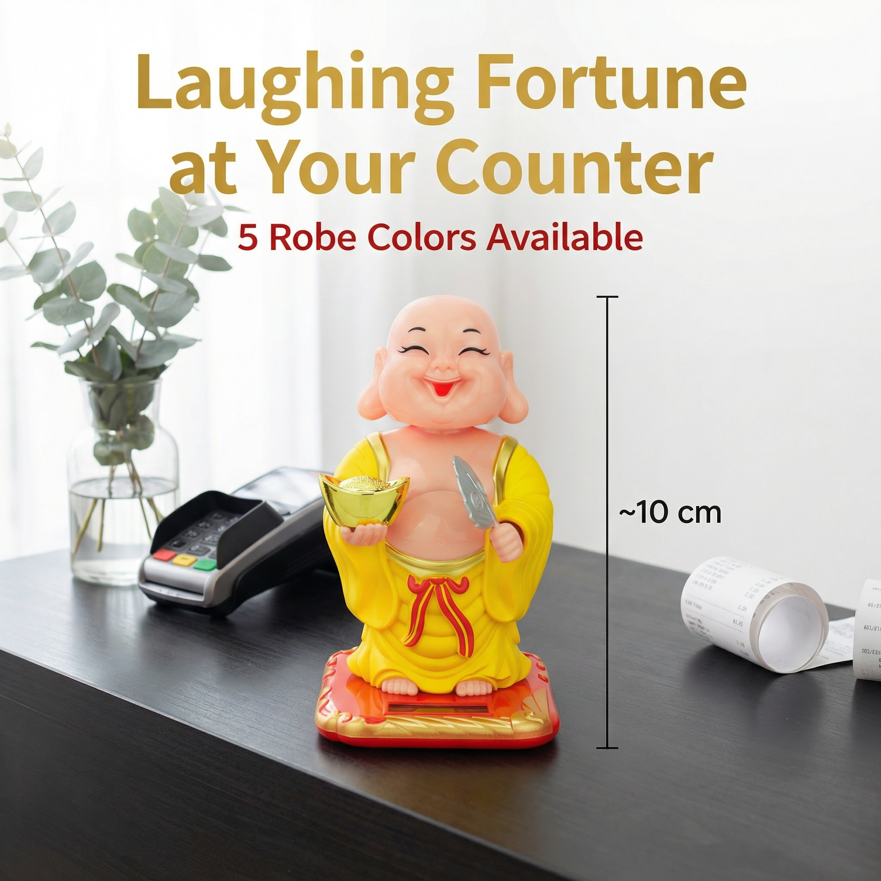 Solar Big-Head Buddha — Smiling Maitreya Desk Figurine - image 3 - LIEE FLAT CAT