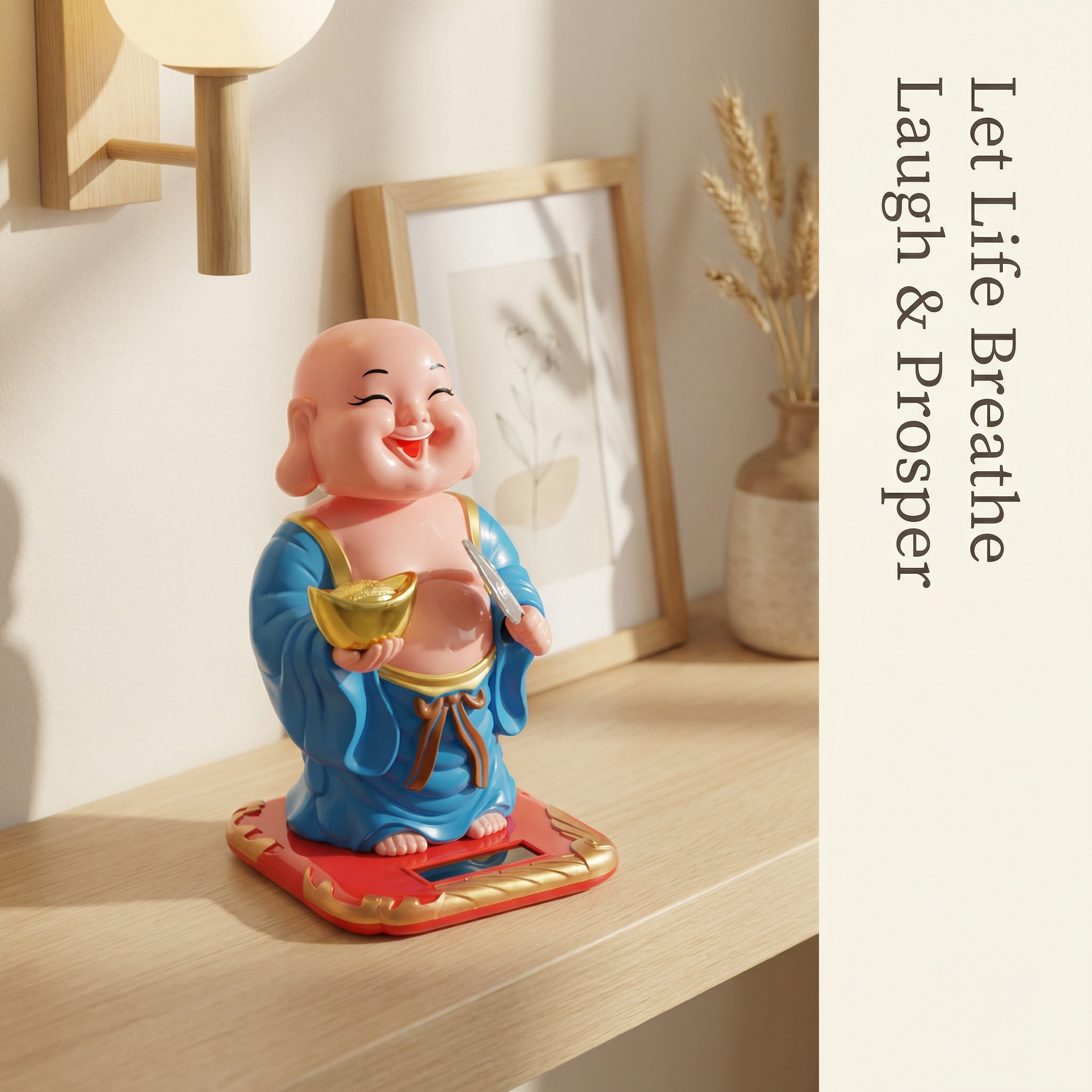 Solar Big-Head Buddha — Smiling Maitreya Desk Figurine - image 4 - LIEE FLAT CAT