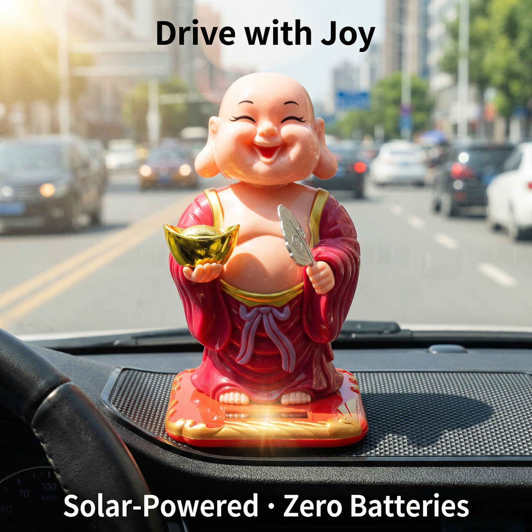 Solar Big-Head Buddha — Smiling Maitreya Desk Figurine - image 5 - LIEE FLAT CAT
