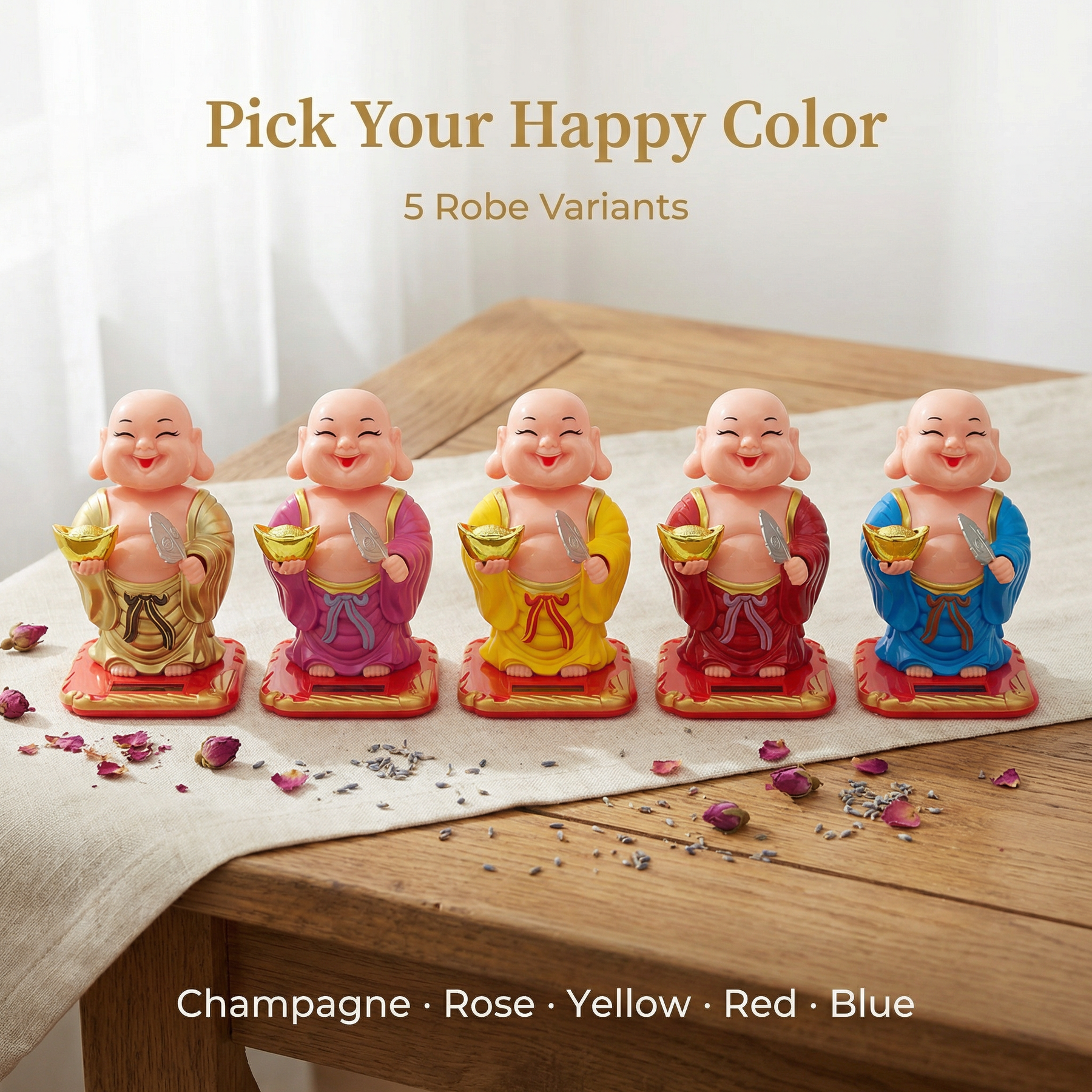 Solar Big-Head Buddha — Smiling Maitreya Desk Figurine - image 6 - LIEE FLAT CAT