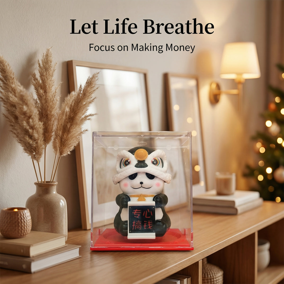 Solar Lion Dance Panda — Cultural Fusion Desk Figurine - image 4 - LIEE FLAT CAT