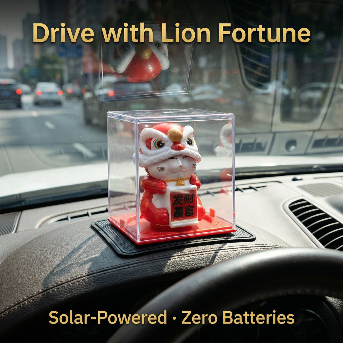 Solar Lion Dance Panda — Cultural Fusion Desk Figurine - image 5 - LIEE FLAT CAT