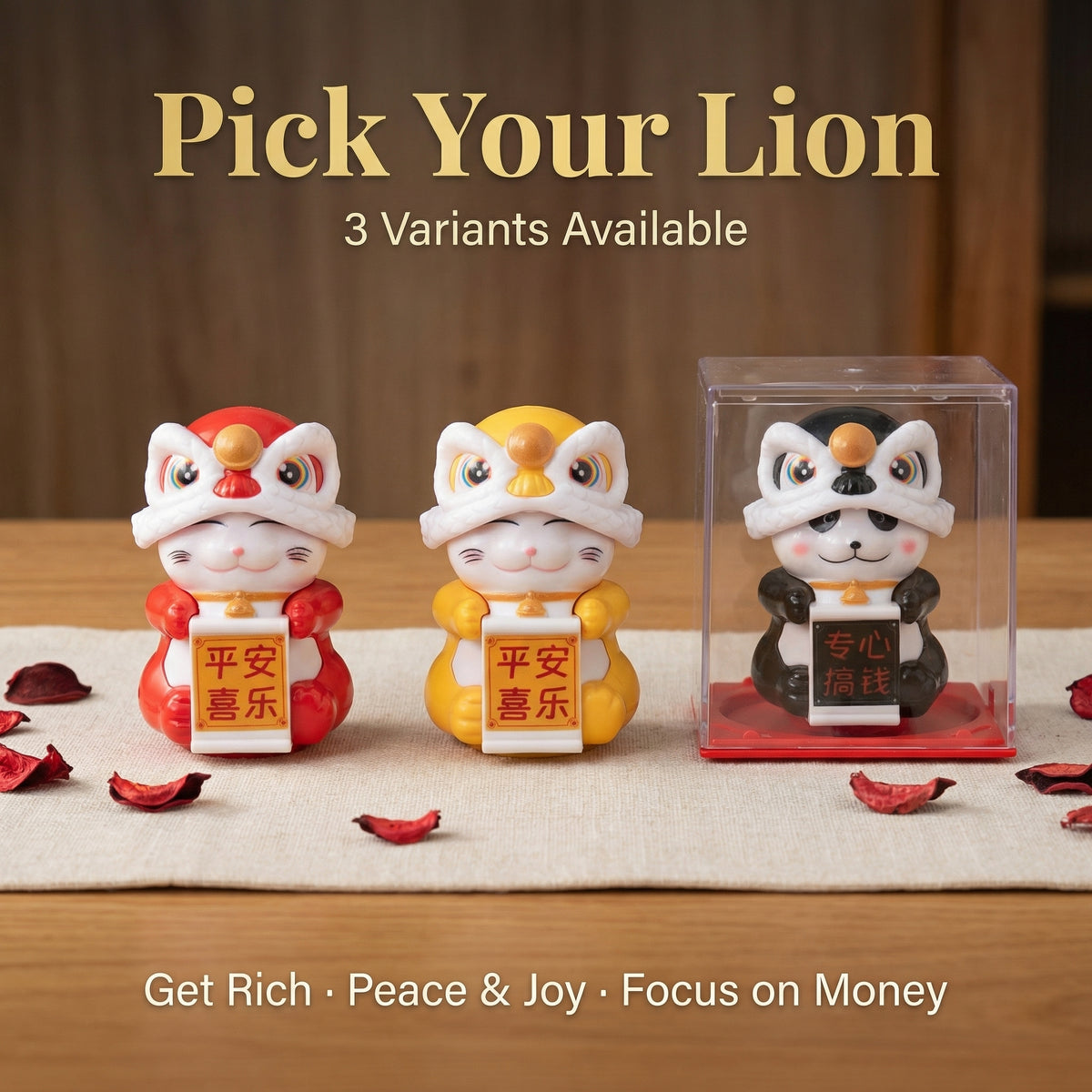 Solar Lion Dance Panda — Cultural Fusion Desk Figurine - image 6 - LIEE FLAT CAT