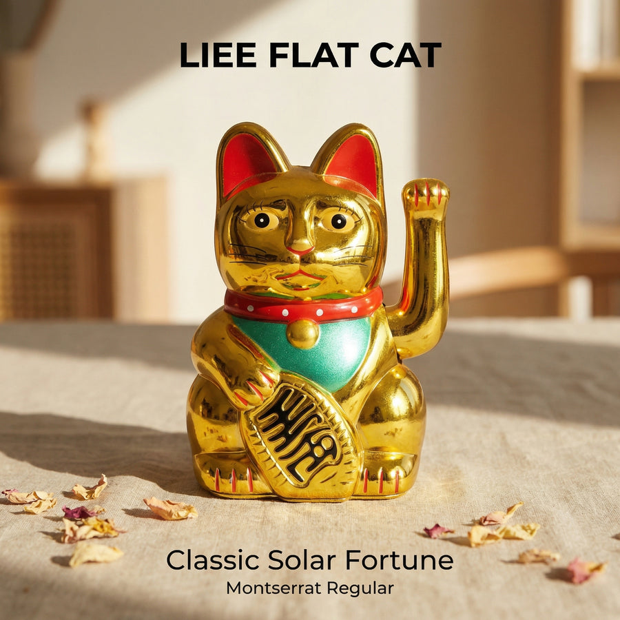 Solar Lucky Cat 3-Inch Classic — White, Gold, or Black - image 1 - LIEE FLAT CAT