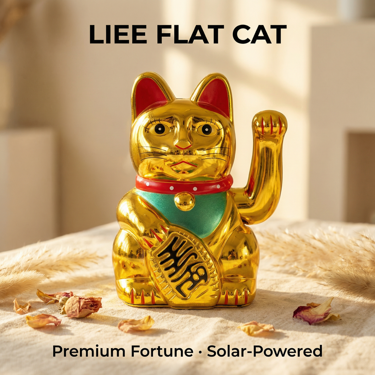 Solar Lucky Cat 5-Inch — The Flagship Desk & Shop Edition - image 1 - LIEE FLAT CAT