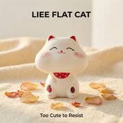 Solar Lucky Cat in Dome Display Case — Fat Head Edition - image 1 - LIEE FLAT CAT