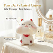 Solar Lucky Cat in Dome Display Case — Fat Head Edition - image 2 - LIEE FLAT CAT