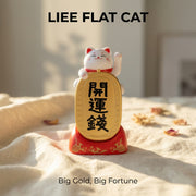 Solar Lucky Cat — Golden Coin Waving Figurine - image 1 - LIEE FLAT CAT