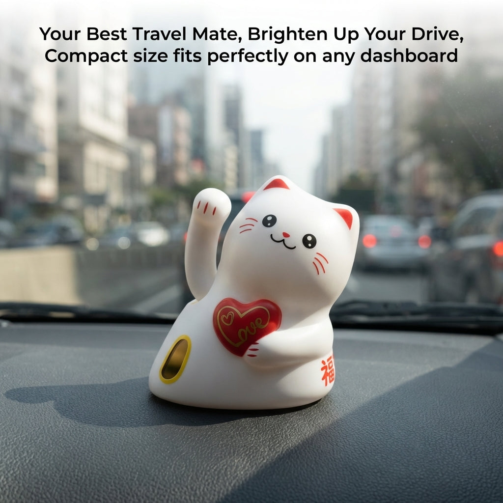 Solar Lucky Cat Love Edition — Heart-Base Desk Figurine - image 2 - LIEE FLAT CAT