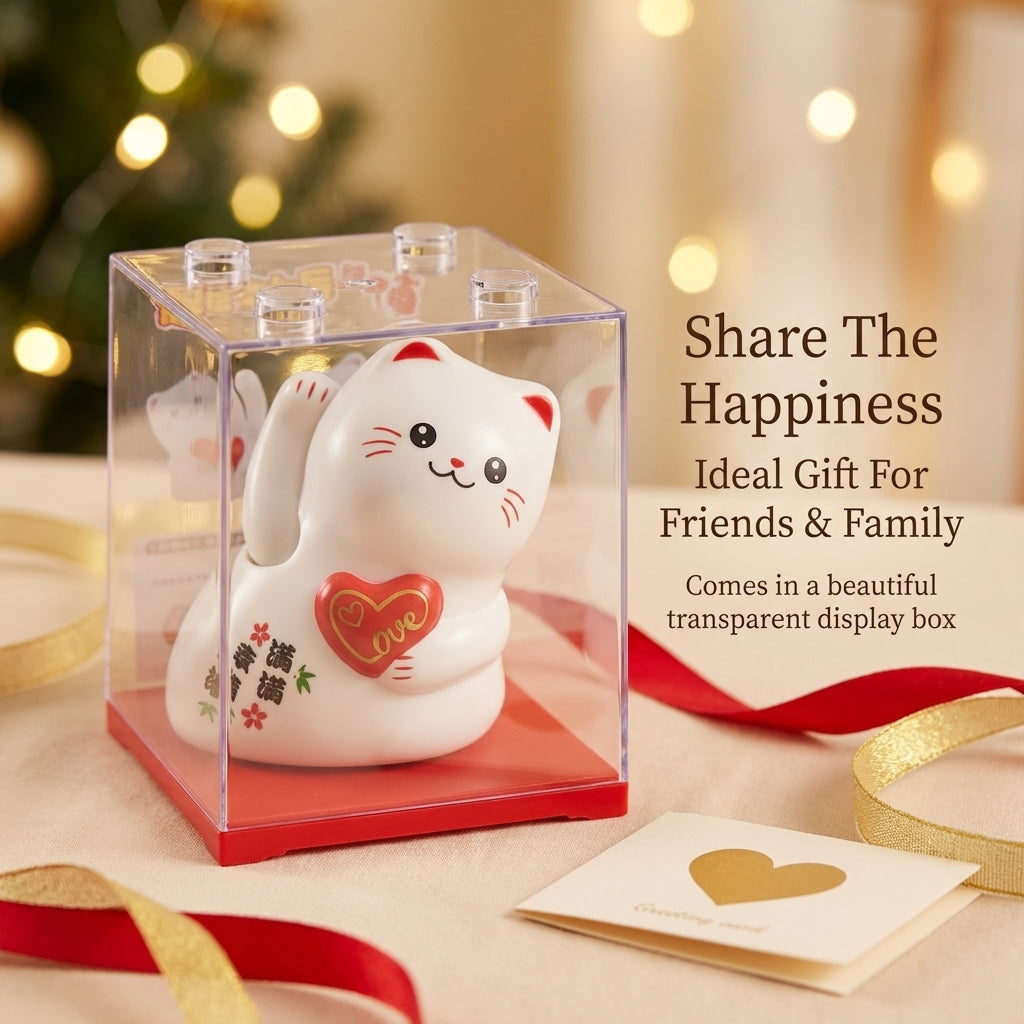 Solar Lucky Cat Love Edition — Heart-Base Desk Figurine - image 5 - LIEE FLAT CAT
