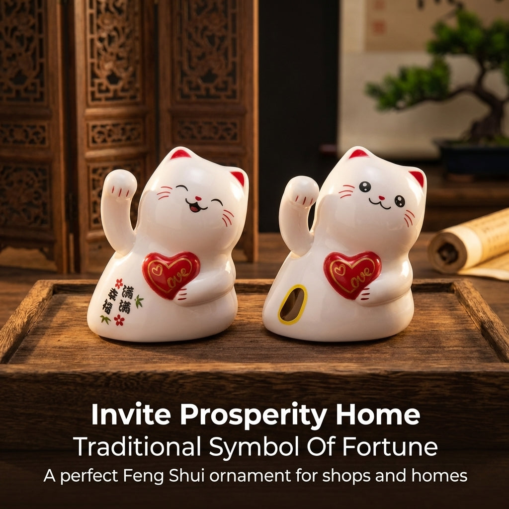 Solar Lucky Cat Love Edition — Heart-Base Desk Figurine - image 6 - LIEE FLAT CAT