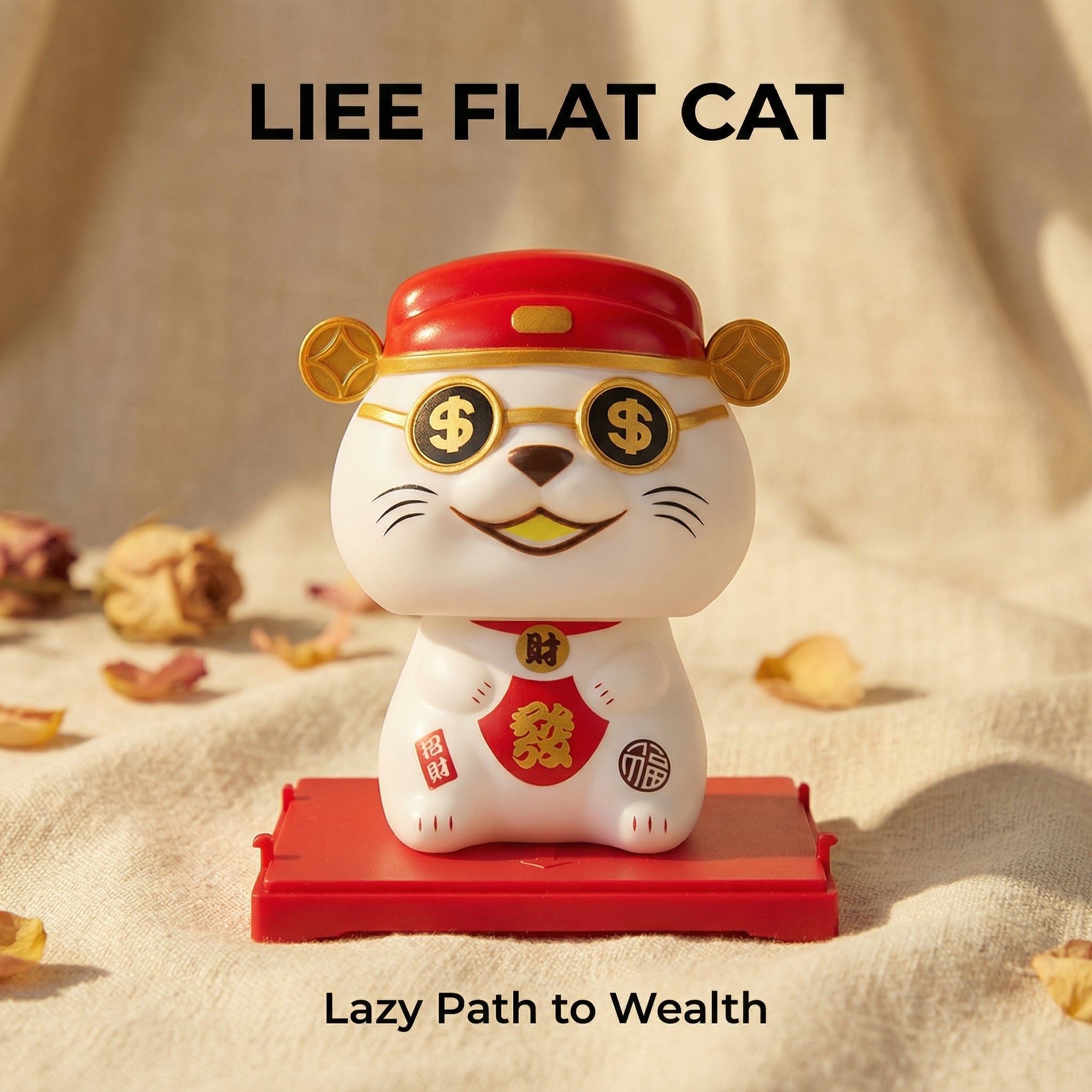 Solar Lucky Cat with Sunglasses — Cool Cat Edition - image 1 - LIEE FLAT CAT