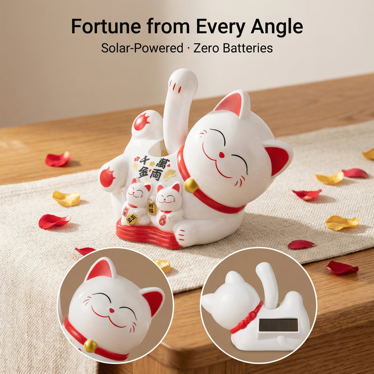 Solar Lying Lucky Cat — Horizontal Desk Figurine (Mid-Size) - image 6 - LIEE FLAT CAT