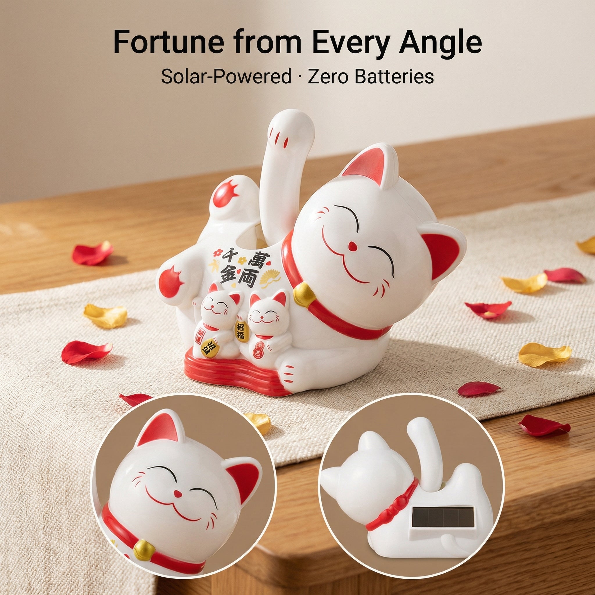 Solar Lying Lucky Cat — Horizontal Desk Figurine (Mid-Size) - image 6 - LIEE FLAT CAT