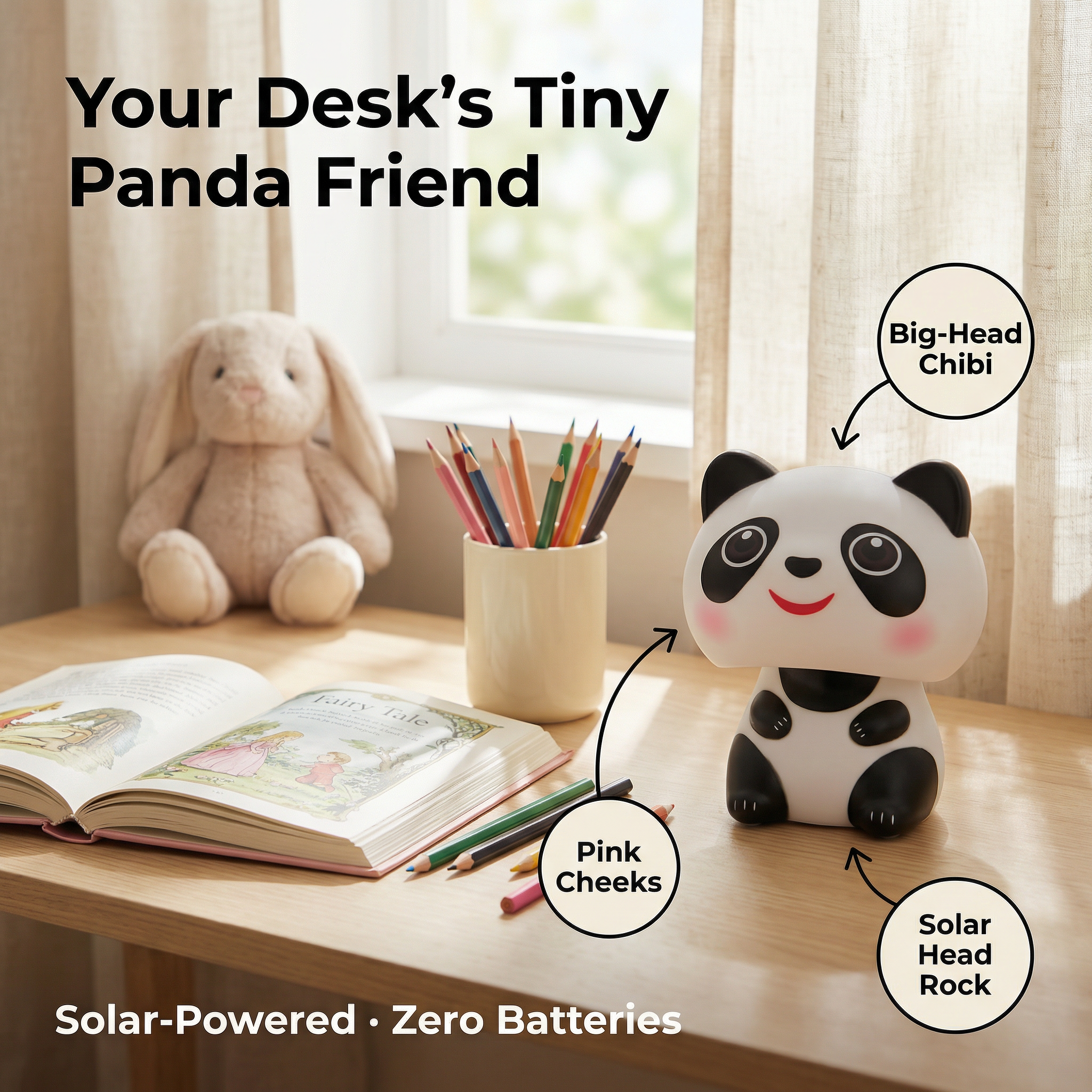Solar Mini Panda 2-Inch — Tiny Desk & Car Companion - image 2 - LIEE FLAT CAT