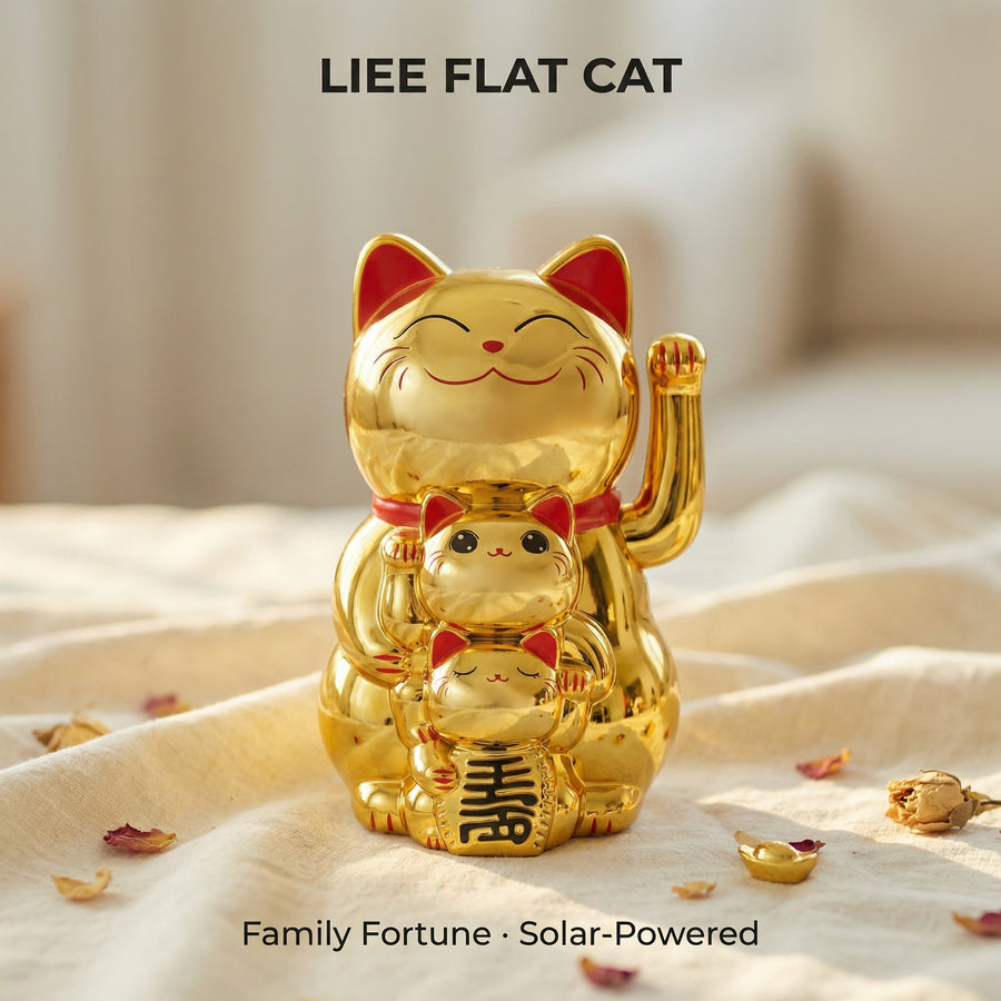 Solar Smiley Cat 4.5-Inch Large Edition front view - LIEE FLAT CAT