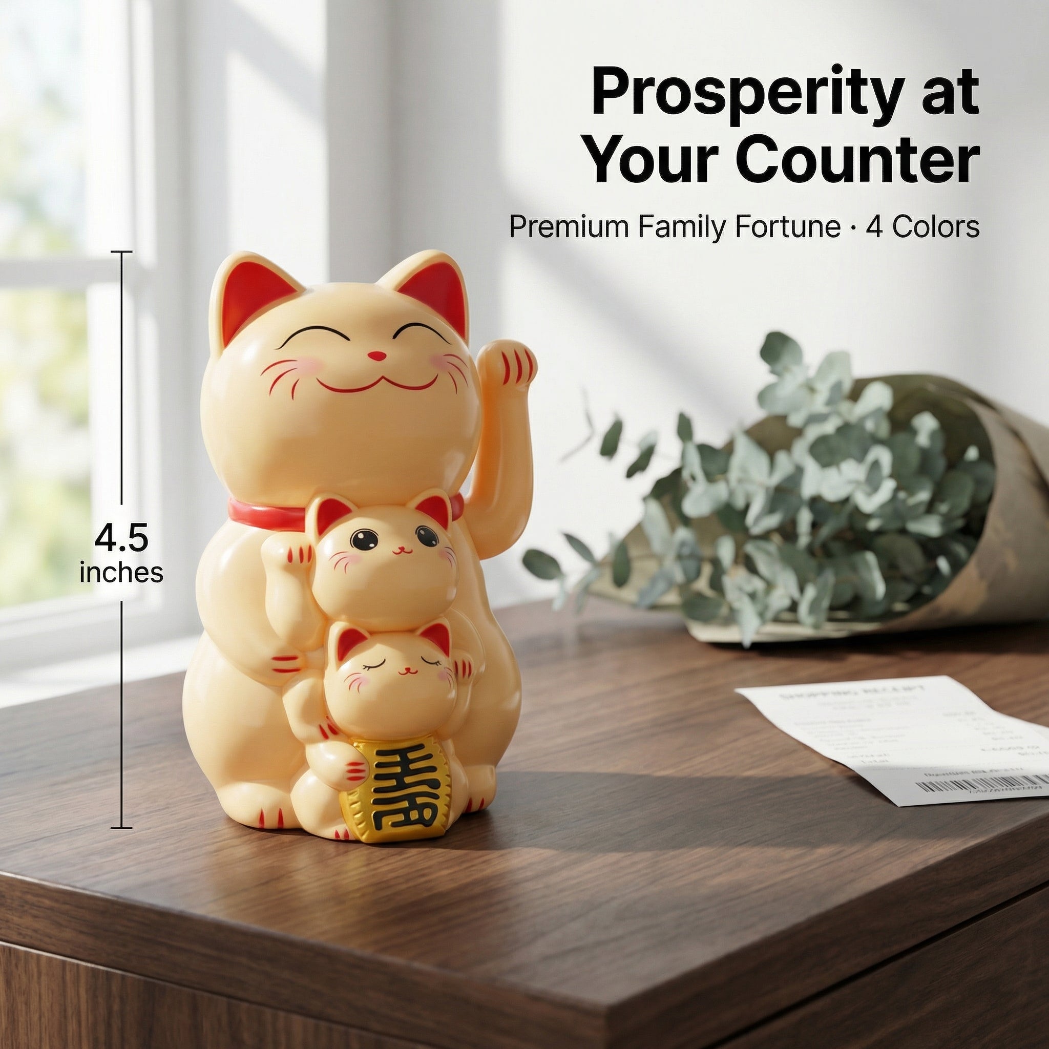 Solar Smiley Feng Shui Cat 4.5-Inch — Large Edition - image 3 - LIEE FLAT CAT