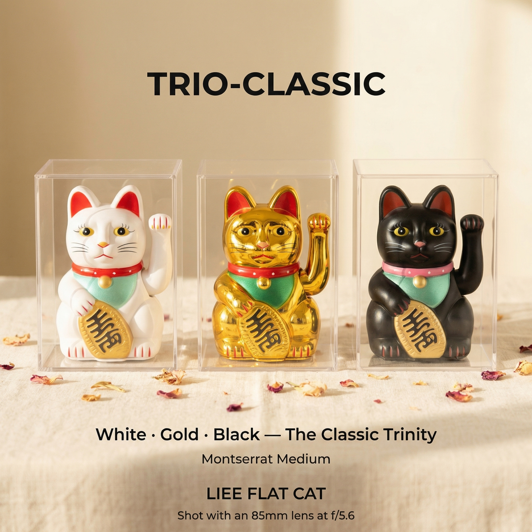 TRIO-CLASSIC solar lucky cat bundle - image 1 - LIEE FLAT CAT